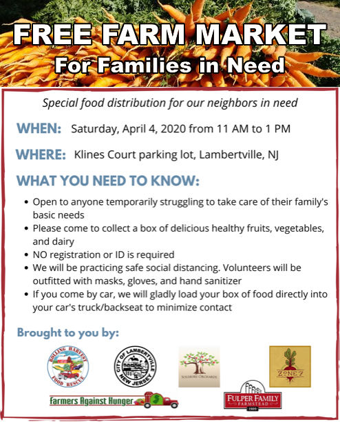 Announcing - FREE FARM MARKET for Lambertville— special food distribution for our neighbors in need!
